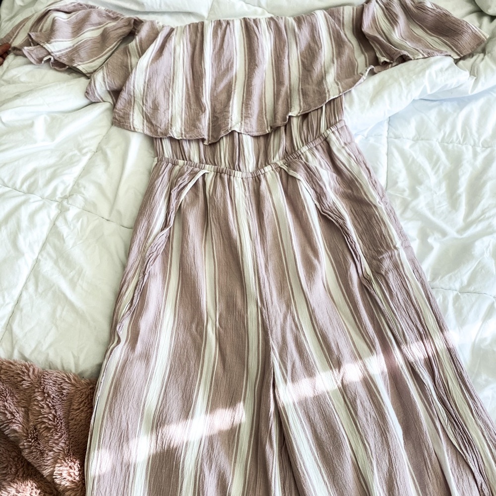 Light pink striped jumpsuit